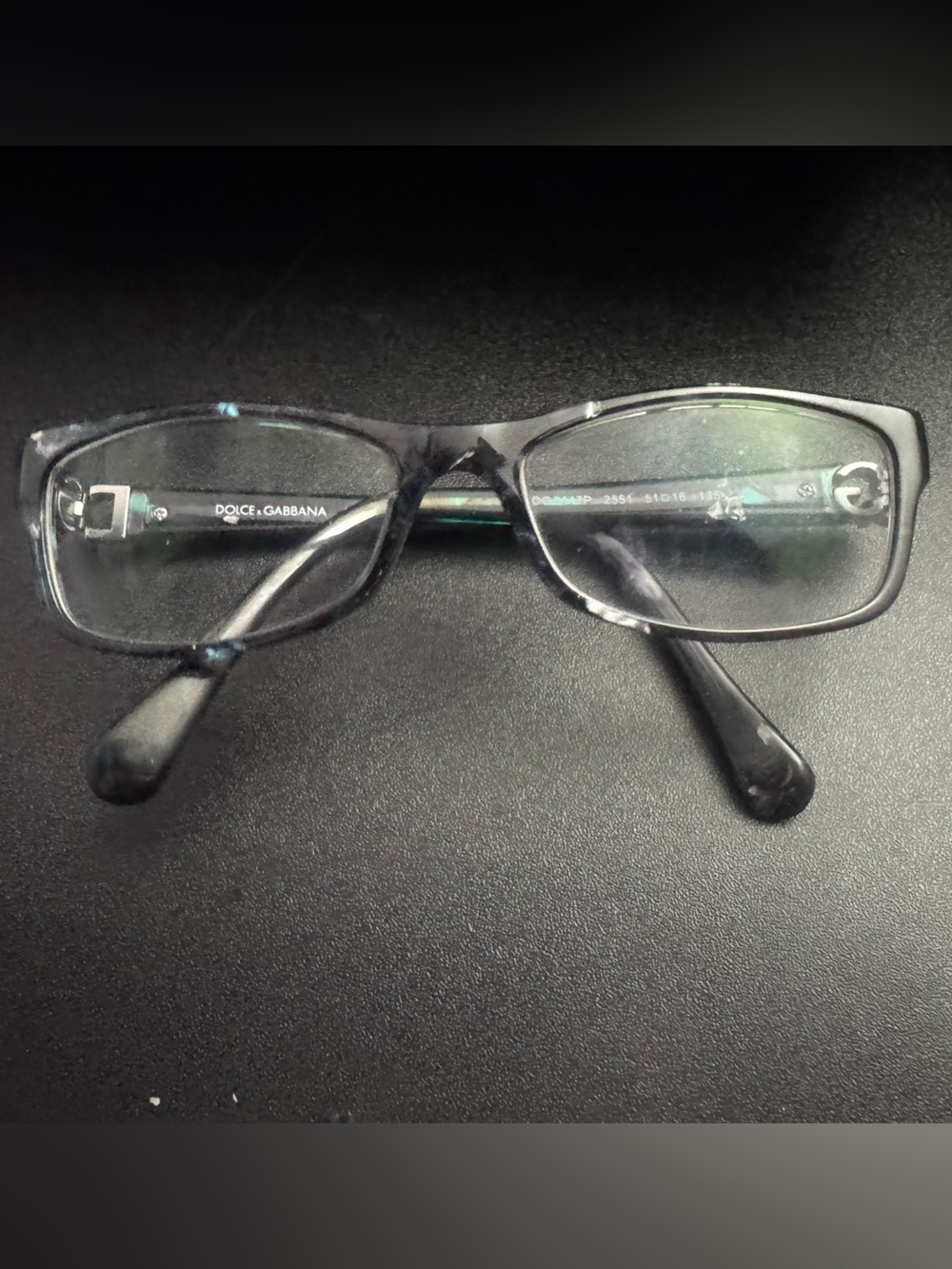 Dolce & Gabbana Blue Tortoise Shell Rectangular Frames